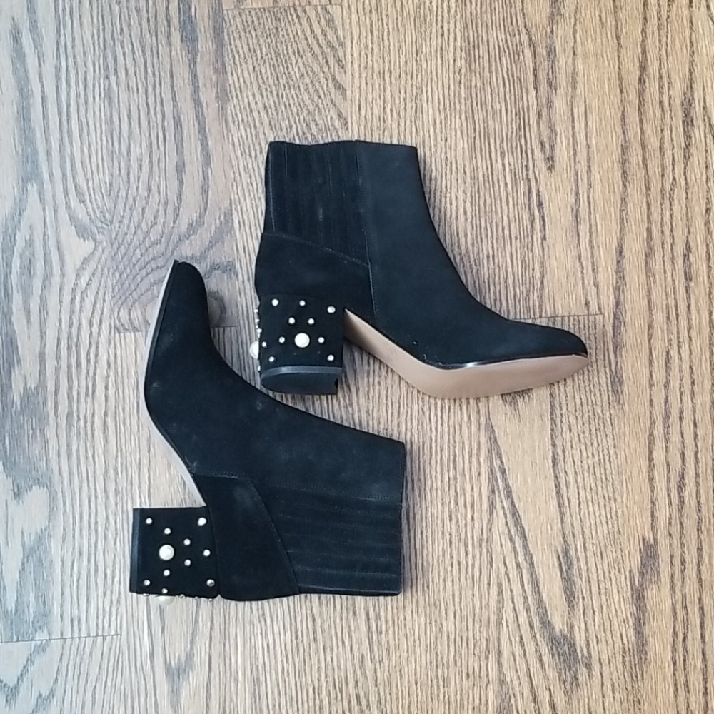 Bettye's Black Cow Suede Ankle Boots